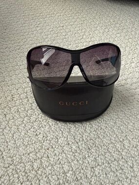 Gucci Horsebit Black Silver Gradient Oversized Women's Sunglasses with Case